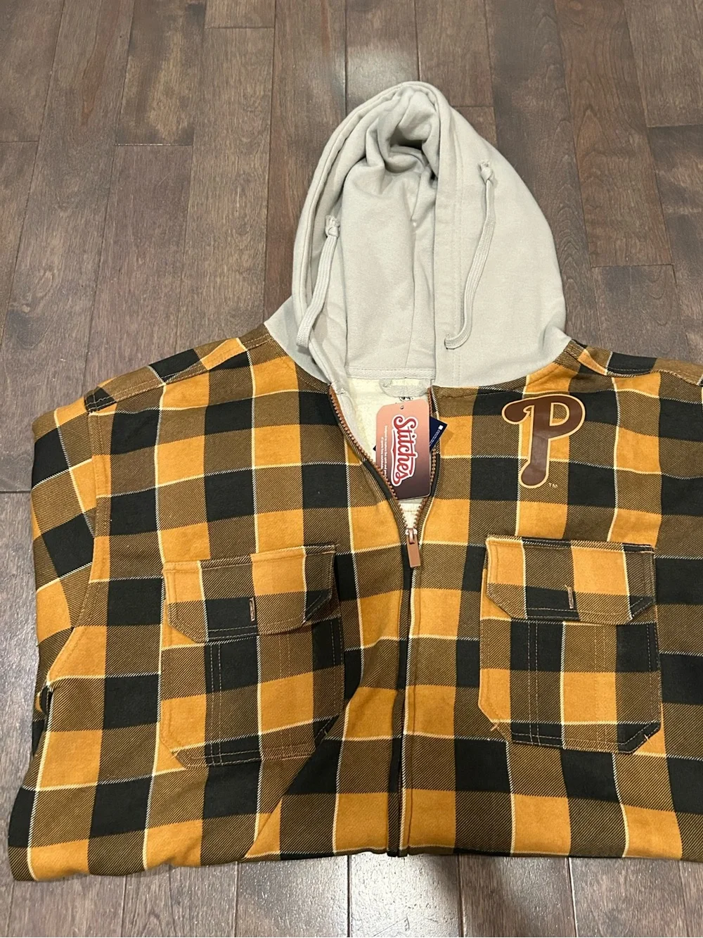 Phillies MLB official Merchandise Plaid Hooded flannel Jacket